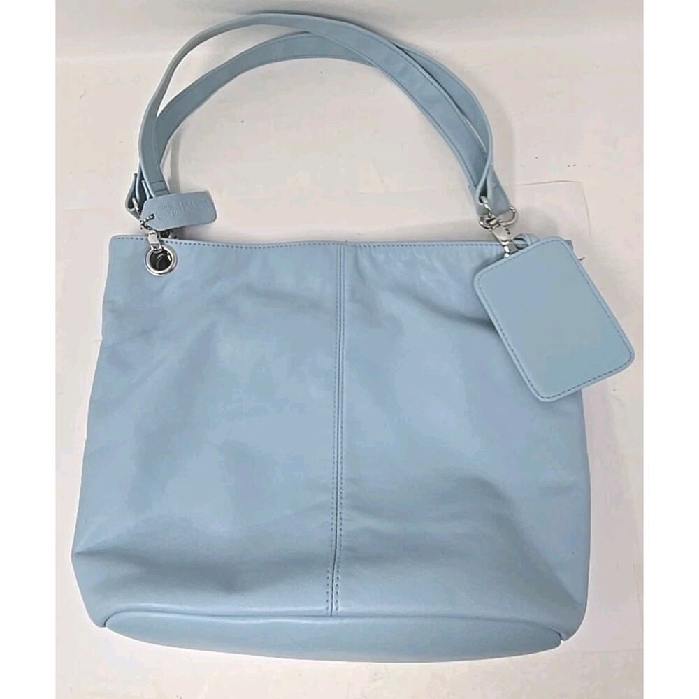Worthington Sky Blue Classic Leather Tote hand bag 2 Handles U299